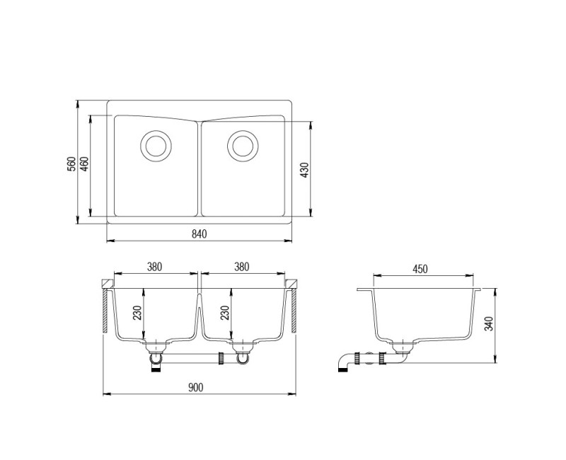 Aquasanita ARCA Кухонная мойка 840x560mm, SQA210-120