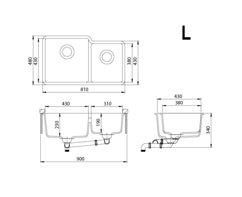 Aquasanita ARCA Кухонная мойка 810x480mm L/R, SQA230-220