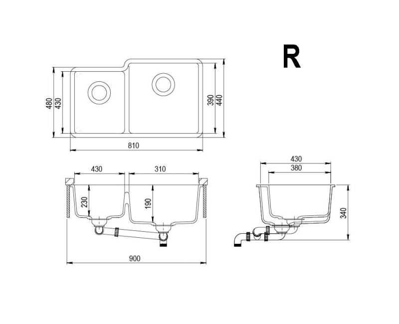Aquasanita ARCA Кухонная мойка 810x480mm L/R, SQA230-220