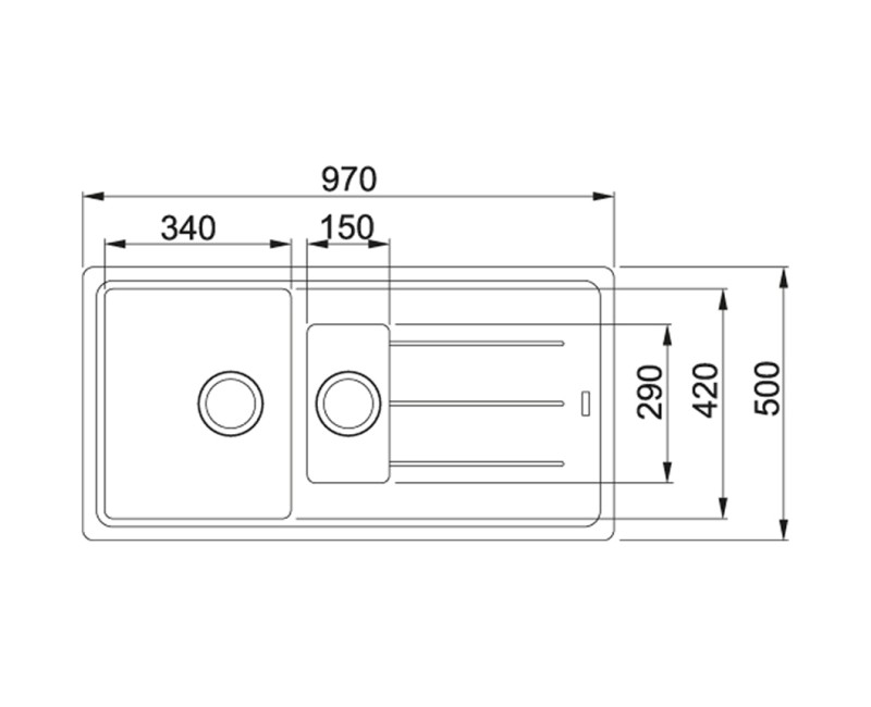 FRANKE Virtuves izlietne BASIS 97x50 cm, BFG 651-97, glacier