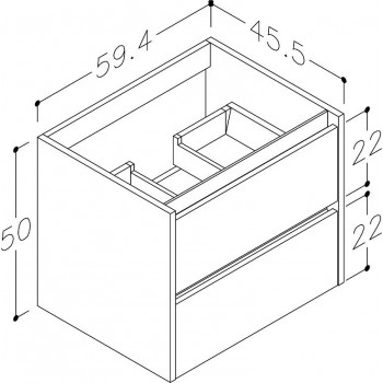 Kame City Skapītis zem izlietnes 60cm, BU/6-3DR/11D1P1