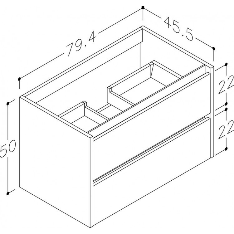 Kame City Skapītis zem izlietnes 80cm, BU/8-3DR/10D1P1