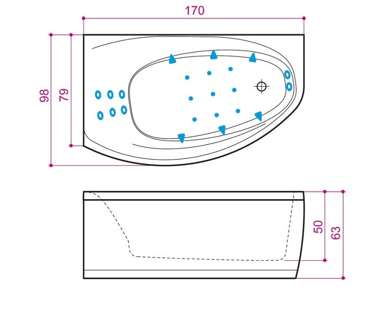Balteco Угловая ванна Eclipse 17, 170x98cm