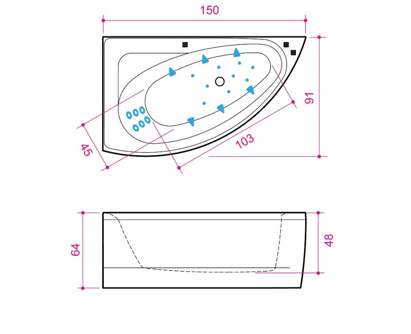 Balteco Угловая ванна Idea 15, 150x91cm