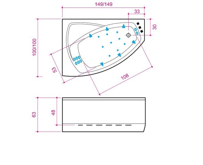 Balteco Stūra vanna Rhea 15, 149x100cm
