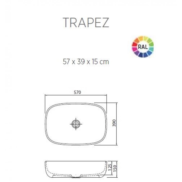 Balteco TRAPEZ Uzliekamā izlietne 37x39cm, TRAPEZ