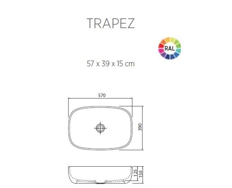 Balteco TRAPEZ Uzliekamā izlietne 37x39cm, TRAPEZ