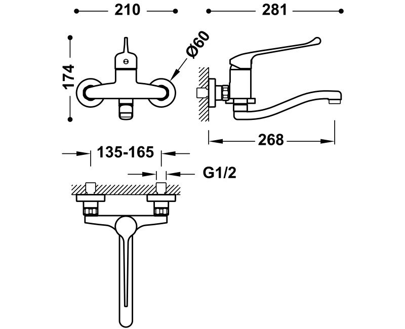 Base-Tres Plus Смеситель для умывальника, 2163200311