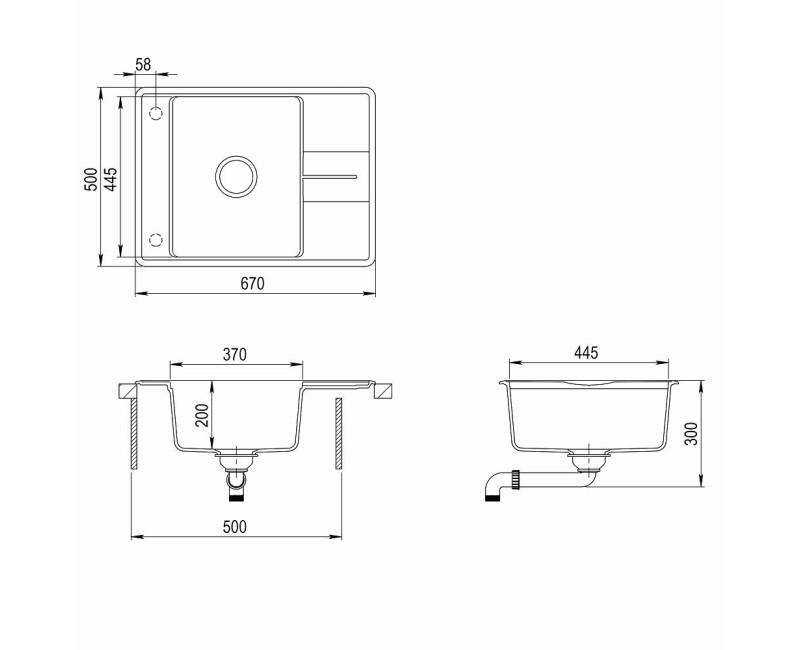 Aquasanita Bella Virtuves izlietne 670x500 mm SQB102AW-710