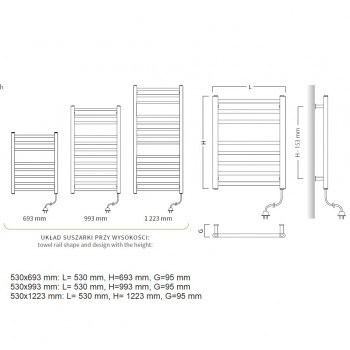 POP STAR Elektriskais dvieļu žāvētājs 500x980mm 300W, balts C35