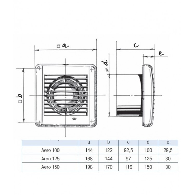 Blauberg Ventilators Aero 150H ar taimeri, mitruma sensors