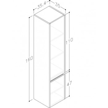 Kame CITY Vannas istabas augstais skapis 160x35cm, TU/35-2/1D1P1