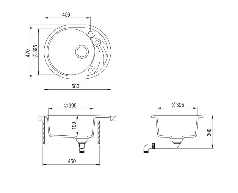 Aquasanita CLARUS Virtuves izlietne 580x470 mm SR102AW-601