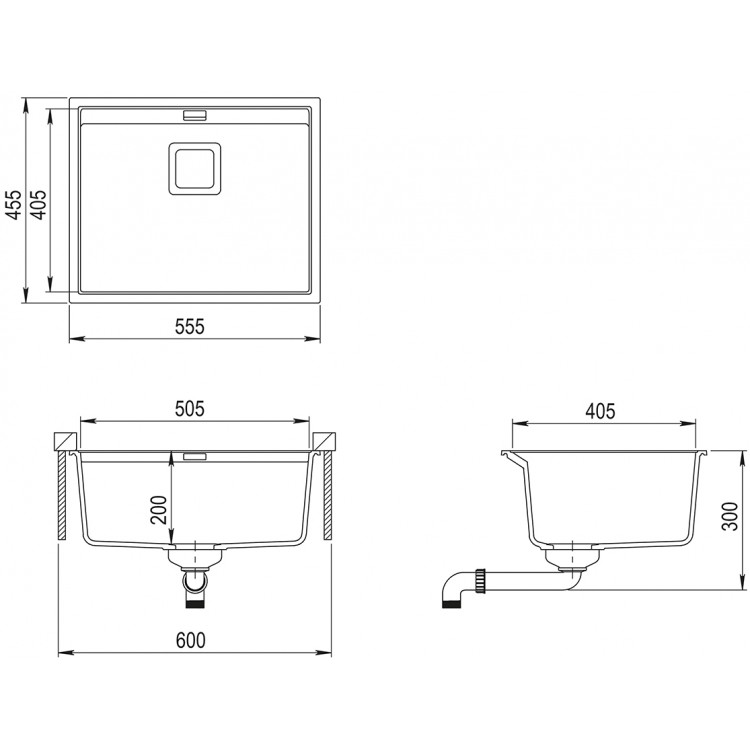Aquasanita DELICIA Virtuves izlietne 555x455 mm SQD100AW-202 Aquasanita DELICIA Virtuves izlietne 555x455 mm SQD100AW-202