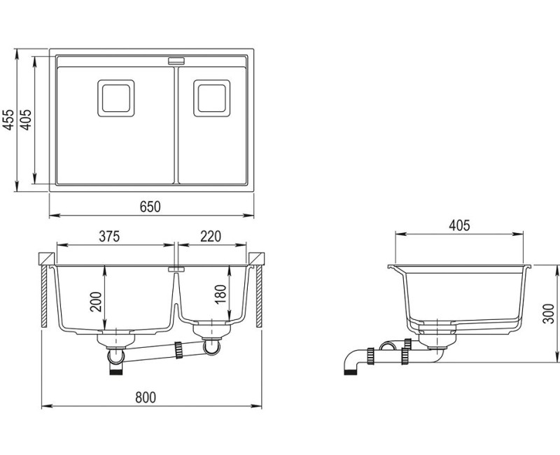 Aquasanita DELICIA Virtuves izlietne 650x455 mm SQD150AW-202