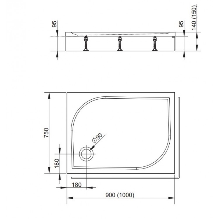 Radaway Душевой поддон прямоуголный DELOS D 90x75, balts Radaway Душевой поддон прямоуголный DELOS D 90x75, balts