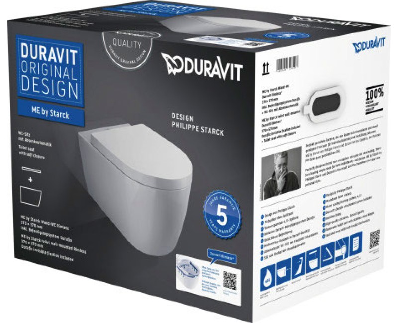 Duravit ME by Starck Compact Rimless Подвесной WC унитаз c крышк, 45300900A1