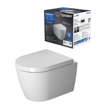 Подвесной унитаз Duravit ME by Starck Compact Rimless, с крышкой QR/SC, 370x480 мм, Durafix, белый