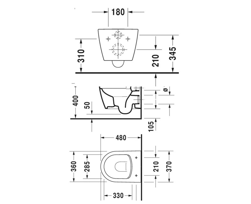 Duravit ME by Starck Compact Rimless Подвесной WC унитаз c крышк, 45300900A1