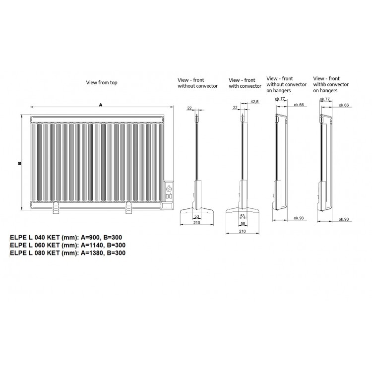 ELPE Eļļas sienas radiators ELPE L 060 KET ELPE Eļļas sienas radiators ELPE L 060 KET