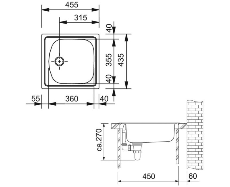FRANKE Кухонная мойка EUROSTAR 45.5x43.5 cm, ETN 610