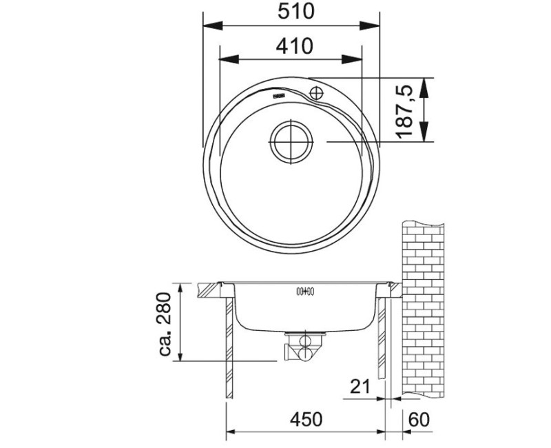 FRANKE Кухонная мойка RONDA 51 cm, ROL 610-41,тканевая структура