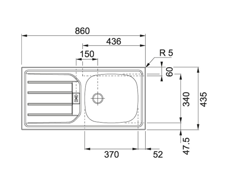 FRANKE Кухонная мойка EUROSET ESN 614 86x43 cm, 101.0288.02547.1
