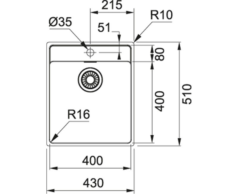FRANKE Кухонная мойка MARIS 43x51см, MRX210-40TL,127.0531.851