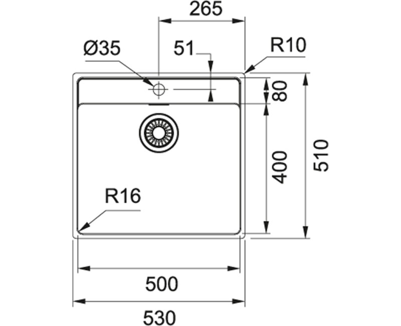 FRANKE Кухонная мойка MARIS 53x51см, MRX210-50TL,127.0531.852