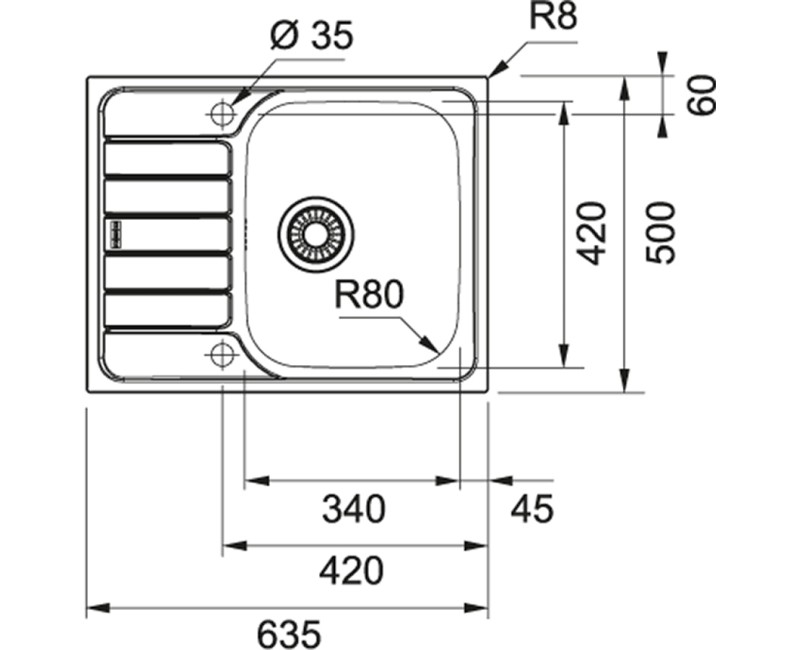 FRANKE Кухонная мойка SPARK 63.5x50 см, SKX 611-63