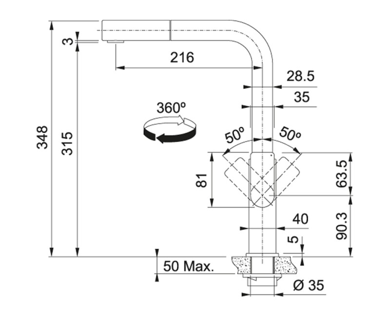 FRANKE Кухонный смеситель MYTHOS, 115.0550.442