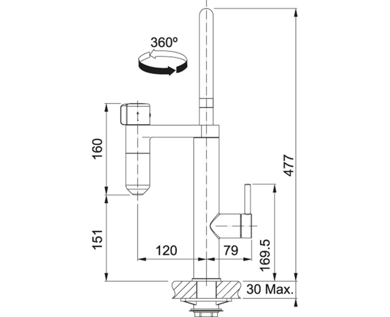FRANKE VITAL Virtuves jaucējkrāns ar  filtrētā ūdens krānu, 120.0621.229