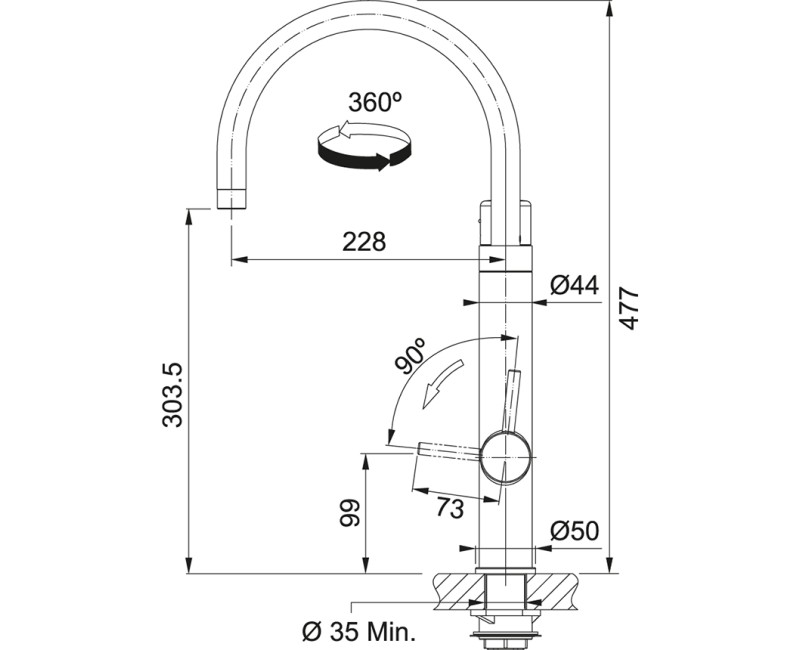 FRANKE VITAL Virtuves jaucējkrāns ar  filtrētā ūdens krānu, 120.0621.229