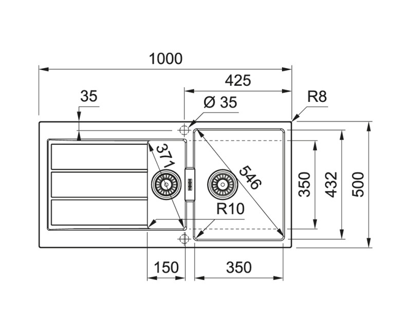FRANKE Tectonite Кухонная мойка SIRIUS 100x50 cm, S2D 651 Arktis weiss