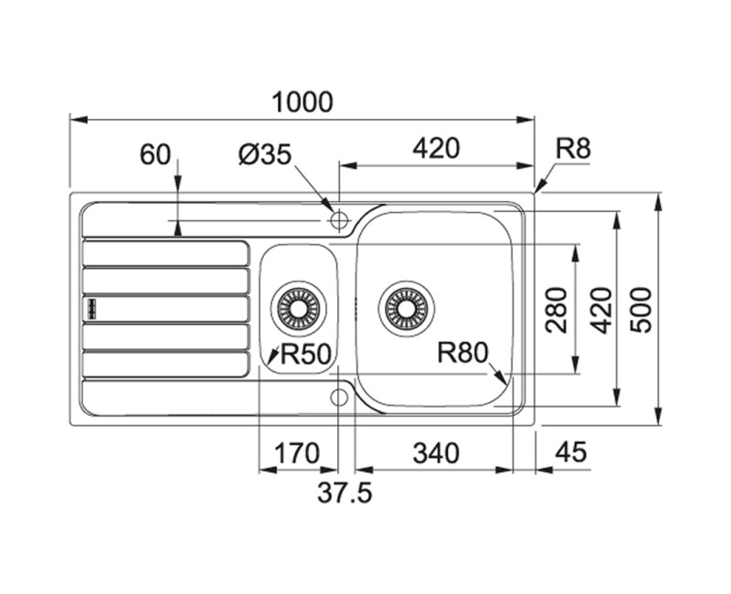 FRANKE Кухонная мойка SPARK 100x50 см, SKX 651 251