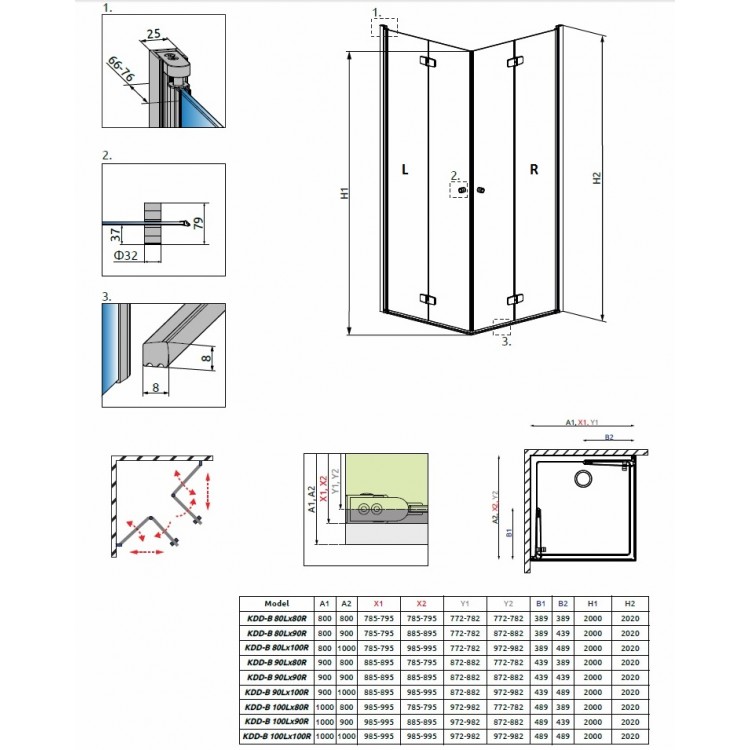 Radaway Kvadrātveida dušas stūris Fuenta New KDD-B 100x100 cm Radaway Kvadrātveida dušas stūris Fuenta New KDD-B 100x100 cm