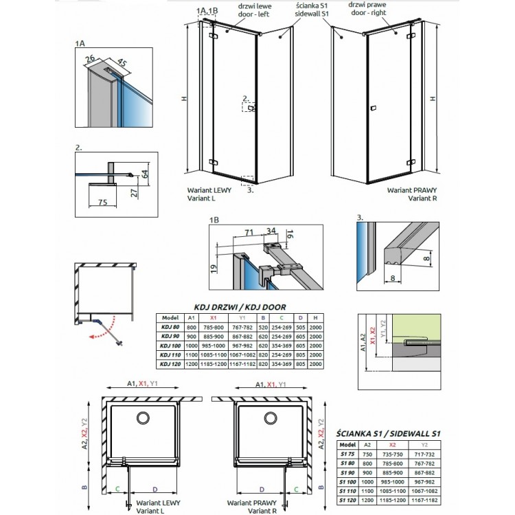 Radaway Kvadrātveida dušas stūris Fuenta New KDJ 100x100 cm Radaway Kvadrātveida dušas stūris Fuenta New KDJ 100x100 cm