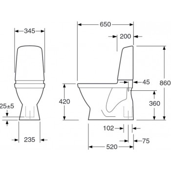 Gustavsberg Nautic 1500 Ceramic Plus WC ar soft Close vāku GB1115002R