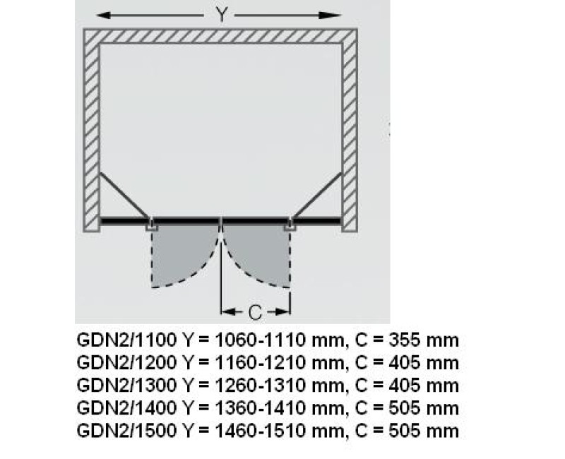 Roltechnik Veramās dušas durvis GDN2 1500mm