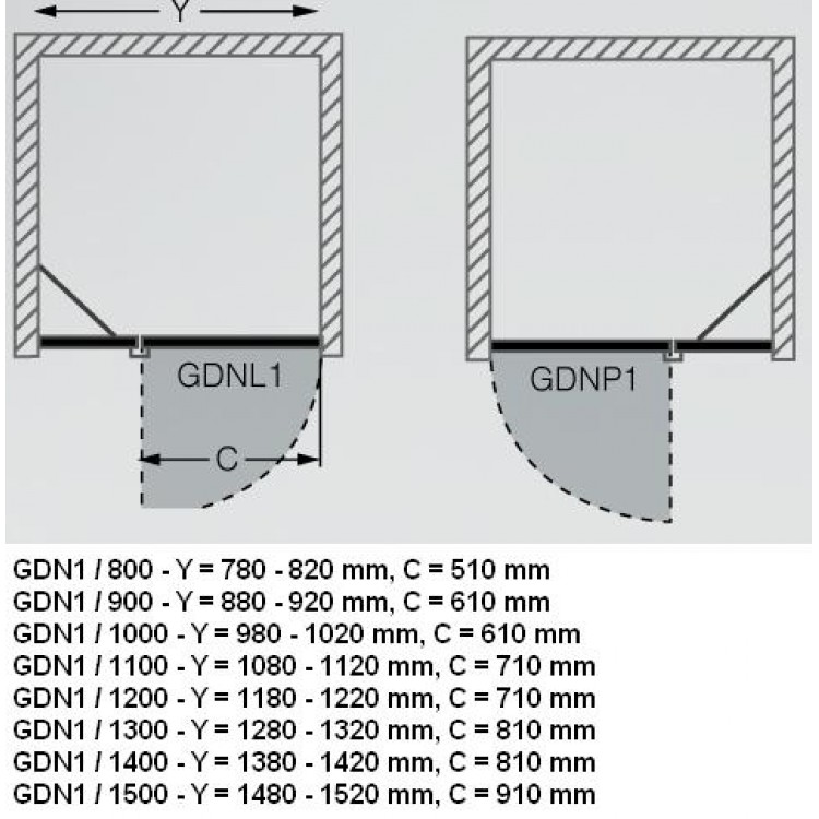 Roltechnik Veramās dušas durvis GDNL1/GDNP1 1000mm