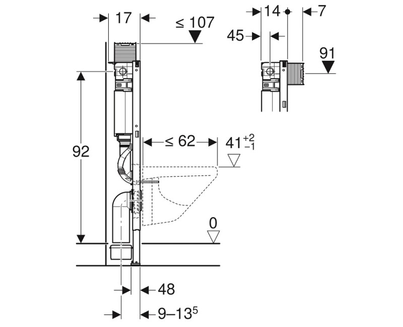 Geberit Montāžas rāmis WC podam Duofix Omega, 111.030.00.1
