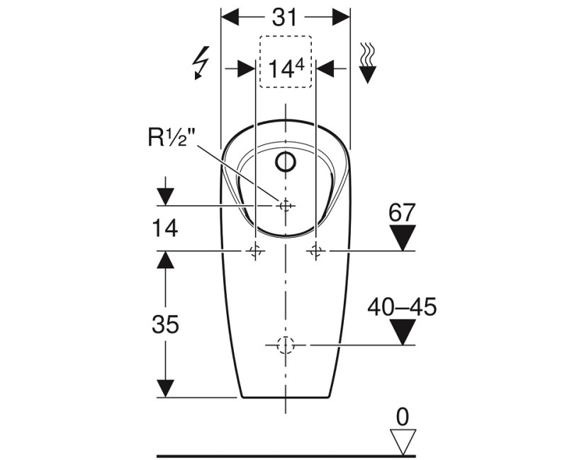 Писсуар Geberit Preda, для встроенной системы смыва, 116.070.00.