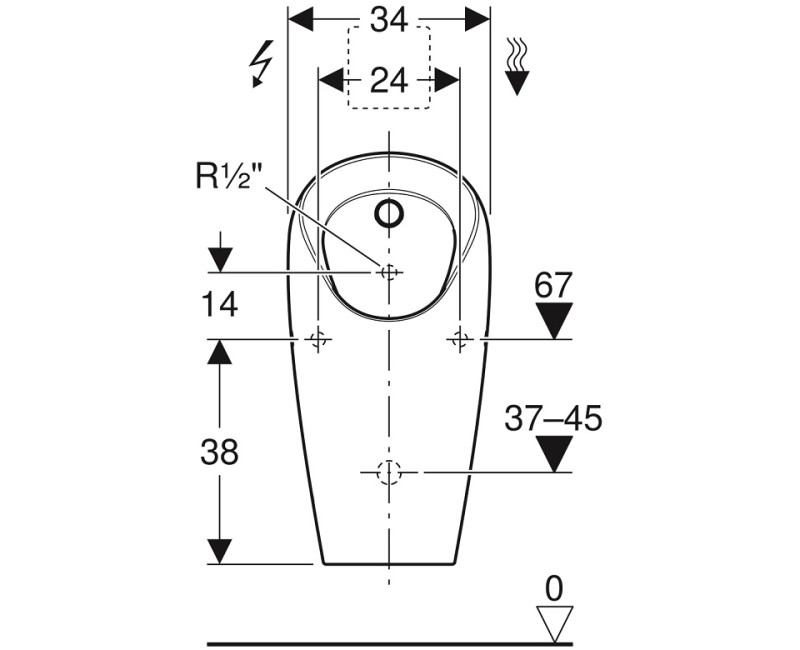 Geberit Selva Pisuārs iebūvētajai vadības sistēmai,116.080.00.1