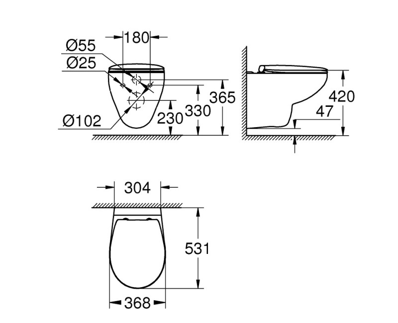 Комплект Grohe Bau Rimless + рама Rapid SL+кнопка (C)