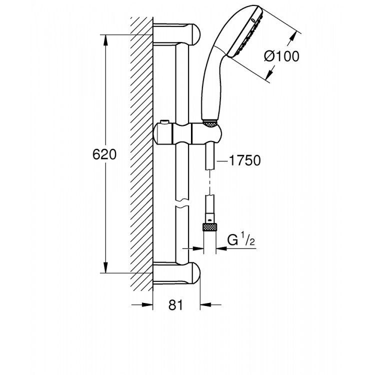 GROHE TEMPESTA 100 Душевой гарнитур 27598001 GROHE TEMPESTA 100 Душевой гарнитур 27598001