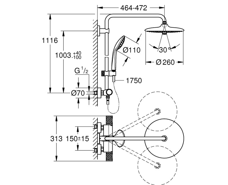 GROHE EUPHORIA SYSTEM Dušas sistēma 27615002