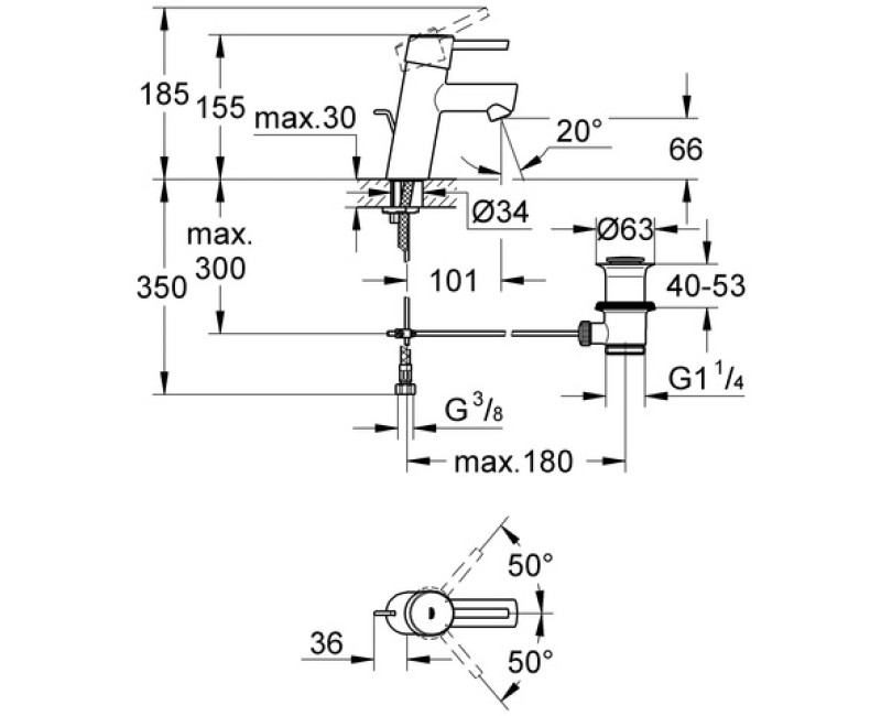 Grohe CONCETTO Cosmo Смеситель для умывальника, 32204 001