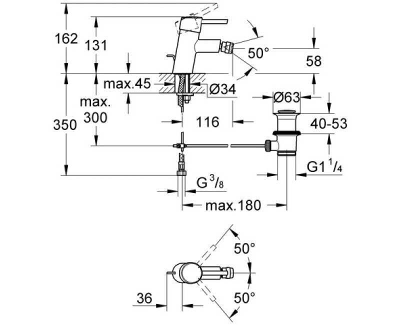 Grohe CONCETTO Bidē jaucējkrāns, 32208 001