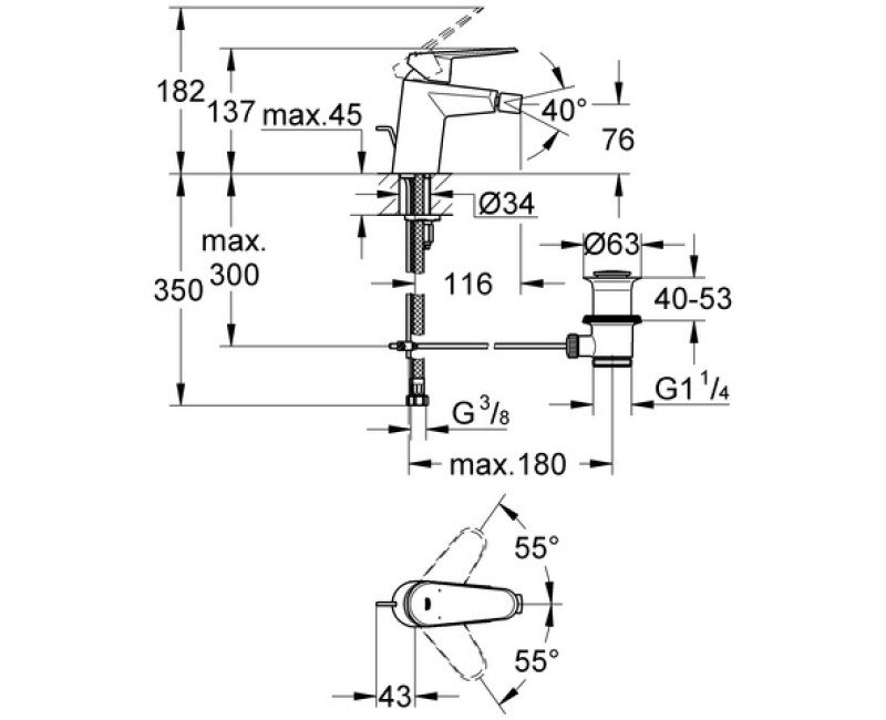 Grohe Eurodisc Cosmo Bidē jaucējkrāns, 33244 002