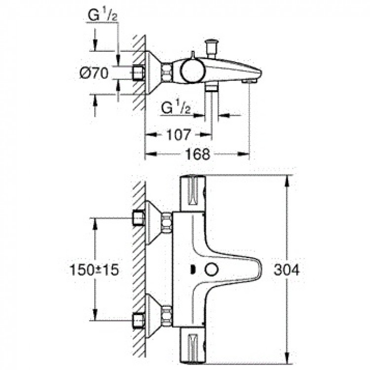 Grohe GROHETERM 800 Vannas/dušas termostats, hroms 34567000 Grohe GROHETERM 800 Vannas/dušas termostats, hroms 34567000